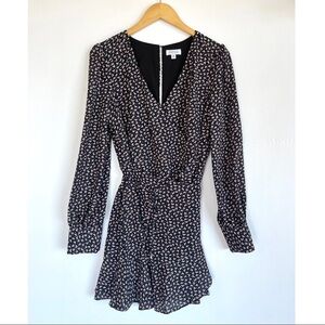 Barney’s New York Wrap Mini Dress Long Sleeve Black Floral